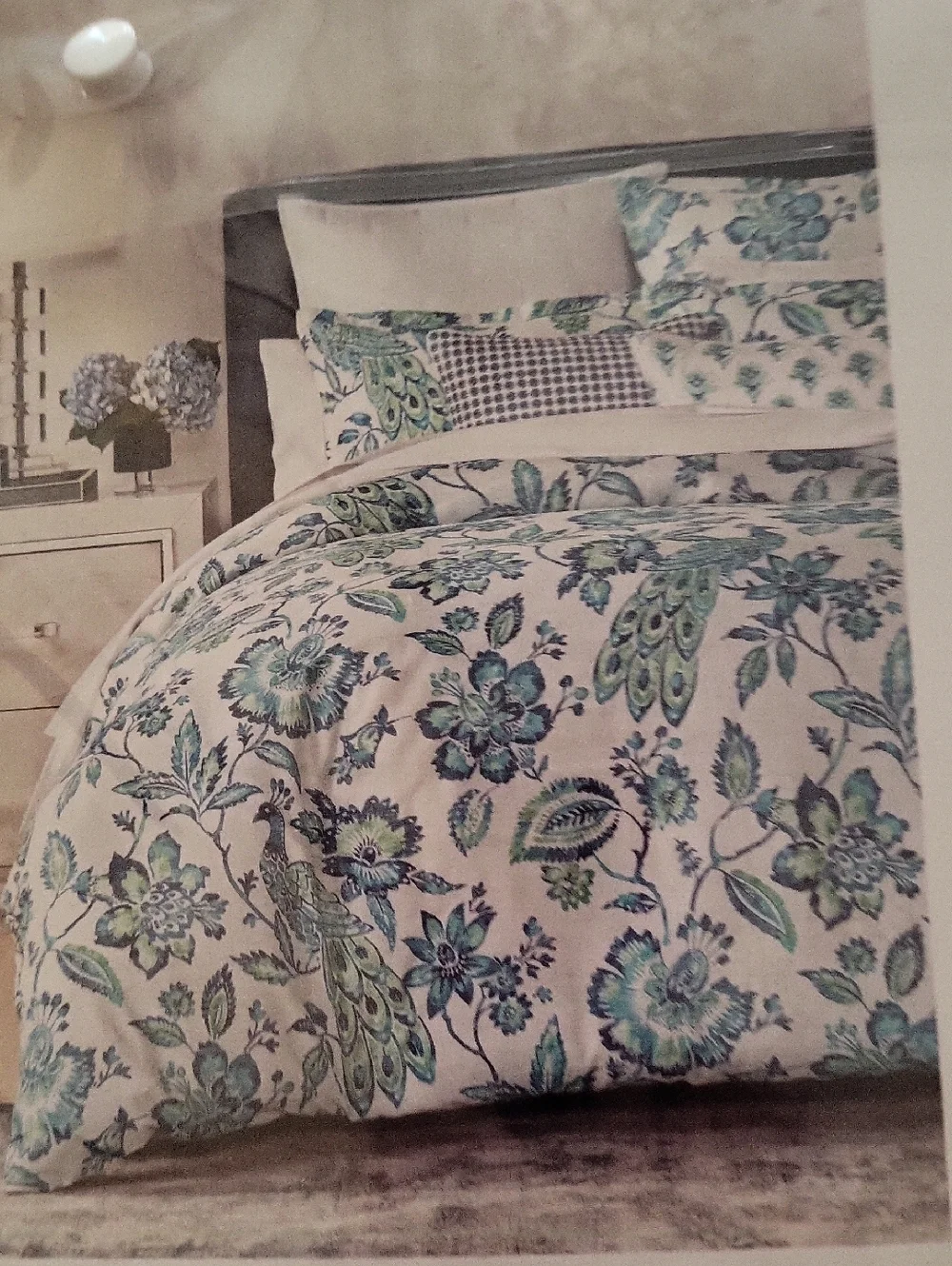 Haily King Comforter Duvet Set New In Package Blue White & Green Paisley $315
